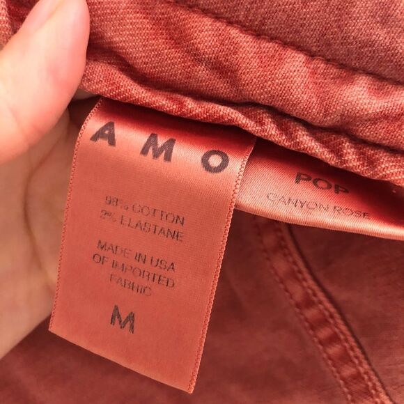 NWT AMO denim jean jacket Size M distressed rust coral Country Nashville Rodeo - Picture 8 of 16